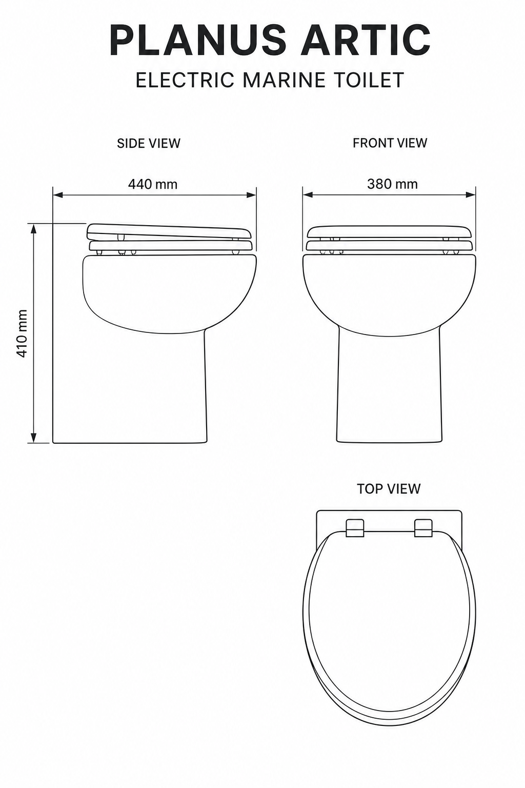 Planus Artic Electric Marine Toilet 24V
