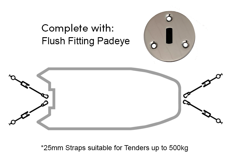 Rapid Marine Padeye Kit - Flush Fitting x 4 (500kg)
