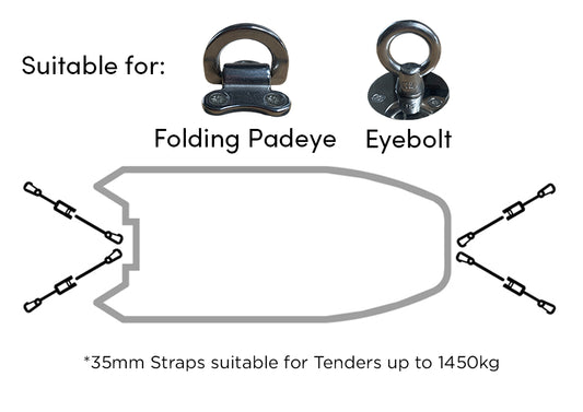 Rapid Marine 35mm Bow and Stern Snap Hook Kit 1.2m - 4 Straps - image 1