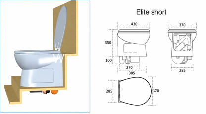 Planus Elite Short Marine Toilet 24V