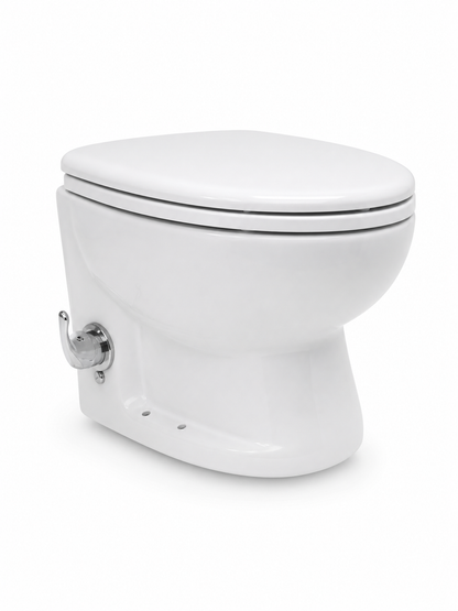 Planus Elite Short Electric Marine Toilet with Integrated Bidet – 12V