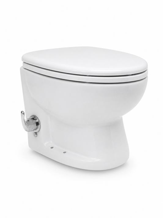 Planus Elite Short Electric Marine Toilet with Integrated Bidet – 12V