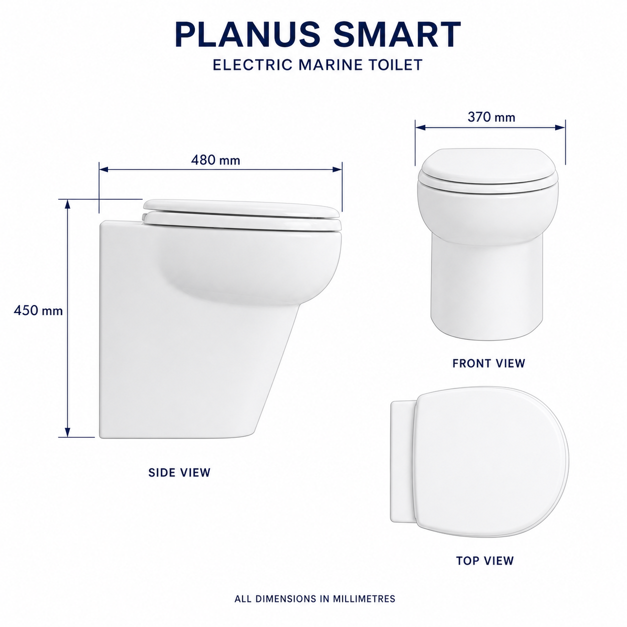 Planus Smart Electric Marine Toilet 24V