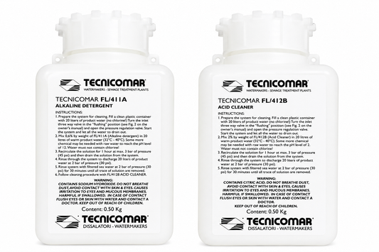 Tecnicomar Watermaker Cleaning Solution Kit – FL/411A &amp; FL/412B (2 x 500g)
