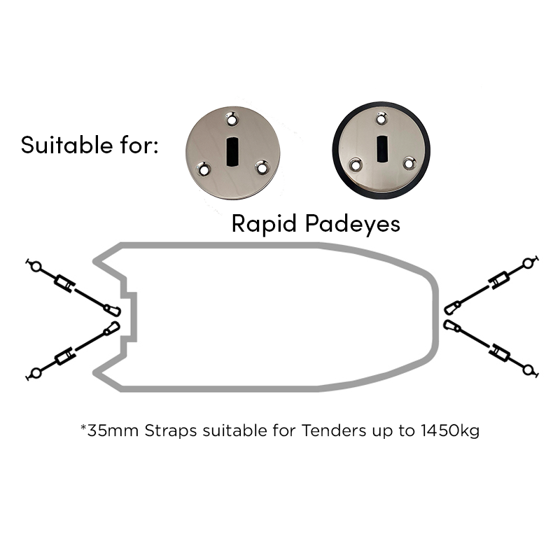 Rapid Marine Bow and Stern Padeye Snap Hook Kit 1.2m